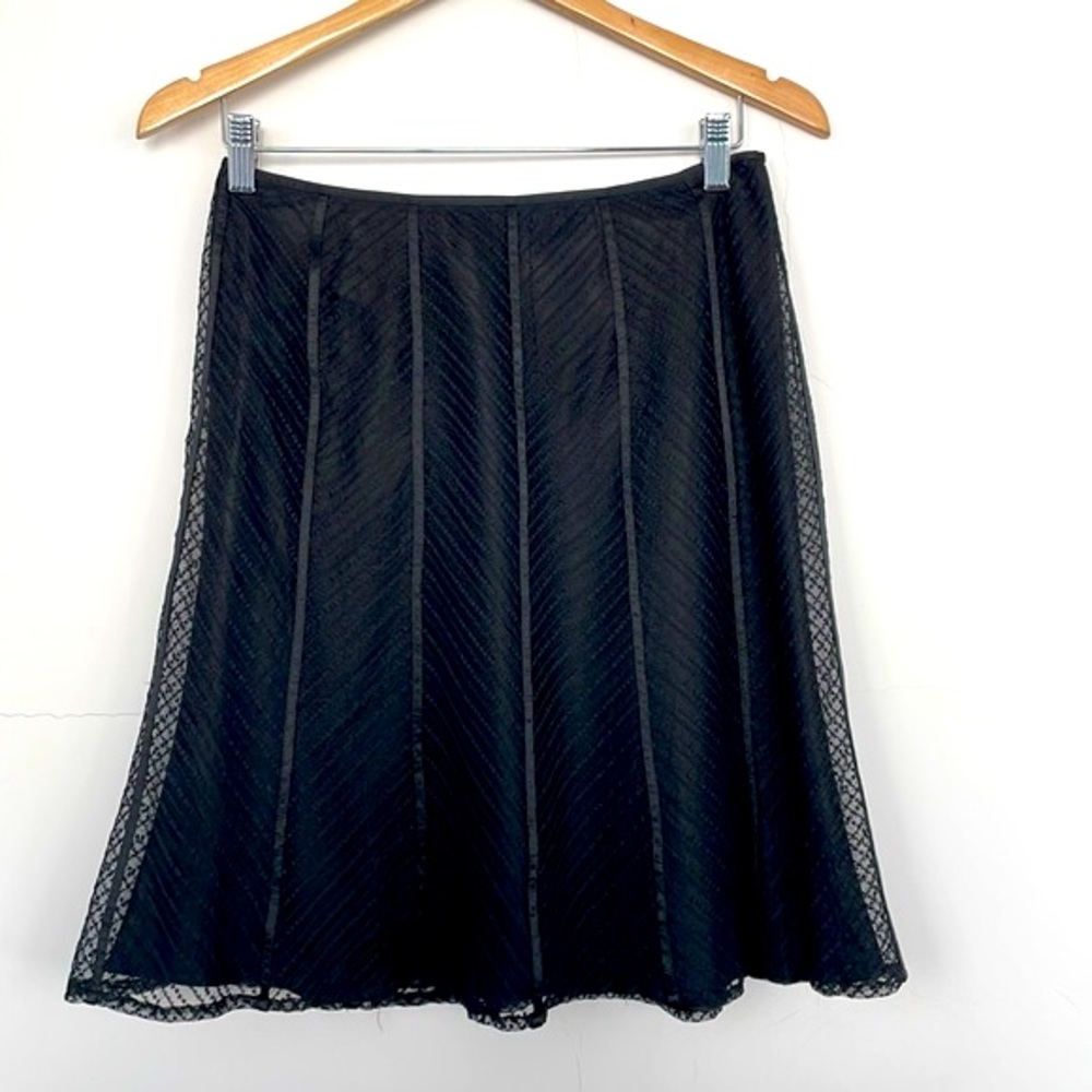 Ann Taylor Lace Overlay A-line Skirt, Silk Accent Panels, Fully Lined, Size 4P